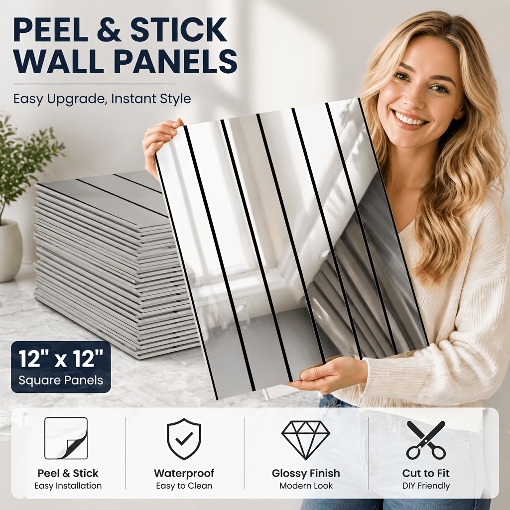10pcs Striped Grid Self-Adhesi - Luxury Lifestyle Wallpaper ulasan dan harga