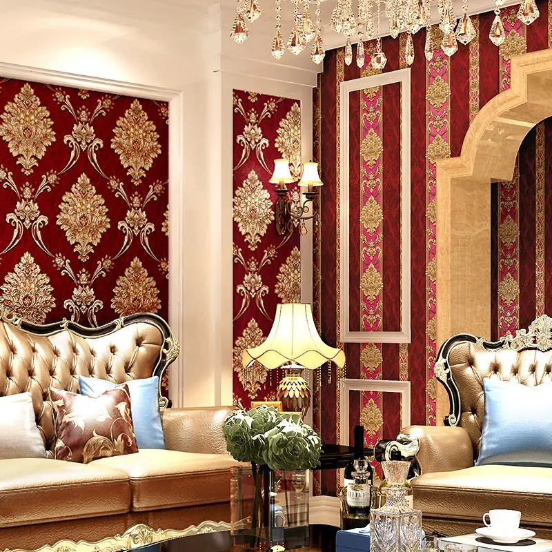European Style Blue Damask 3D  - Luxury Lifestyle Wallpaper ulasan dan harga