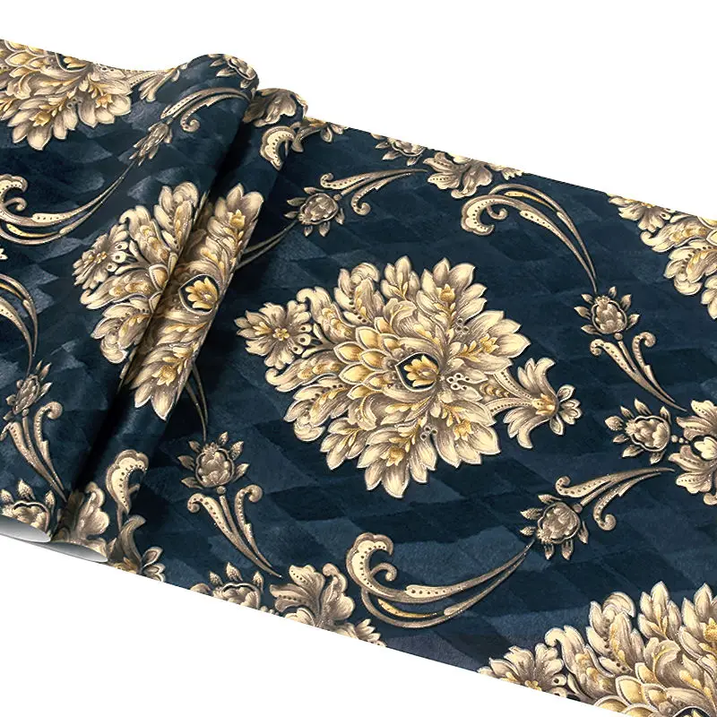 European Style Blue Damask 3D  - Luxury Lifestyle Wallpaper ulasan dan harga