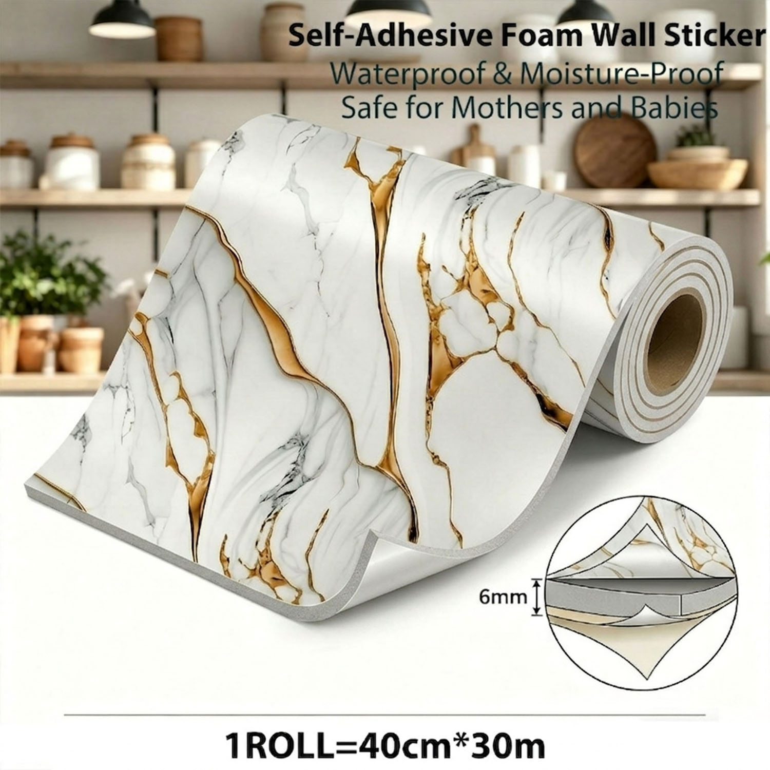 1 Roll Waterproof Self-Adhesiv - Luxury Lifestyle Wallpaper ulasan dan harga
