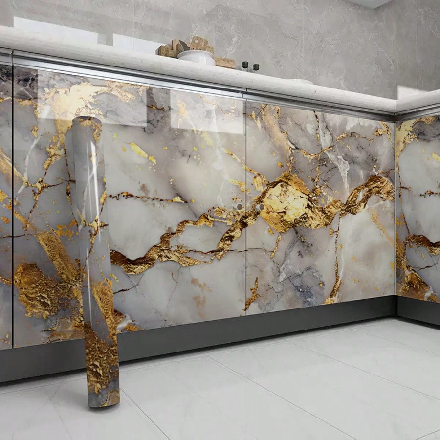 1roll Waterproof Marble Peel a - Luxury Lifestyle Wallpaper ulasan dan harga