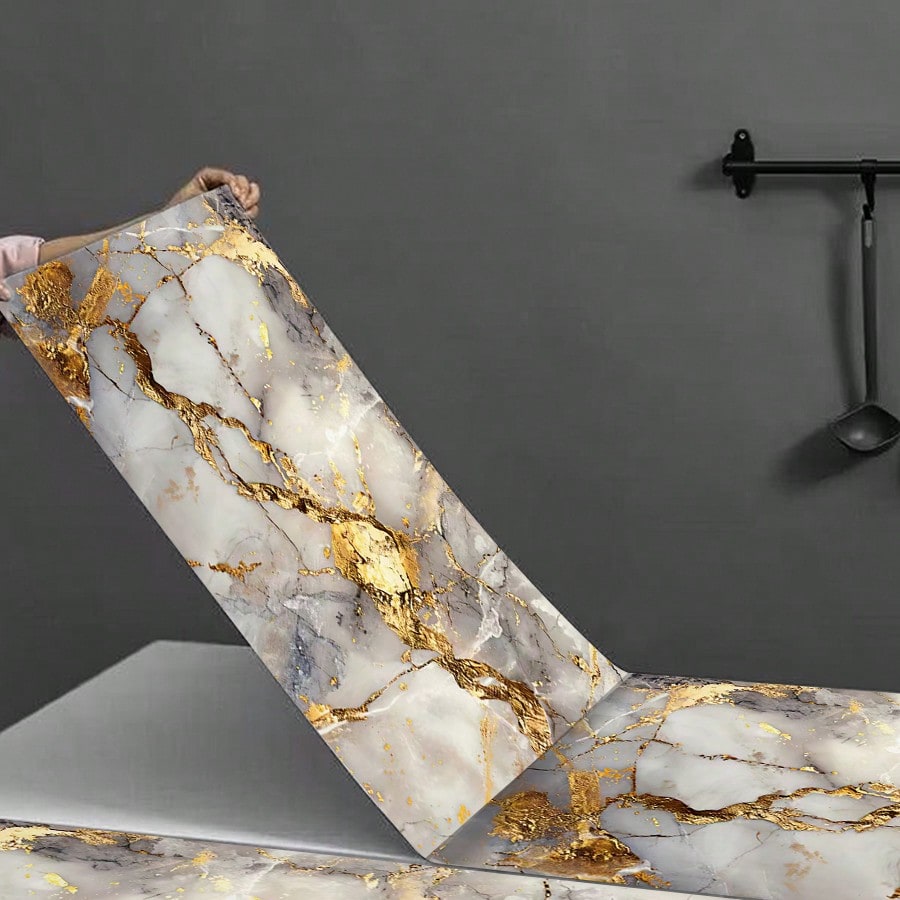 1roll Waterproof Marble Peel a - Luxury Lifestyle Wallpaper ulasan dan harga